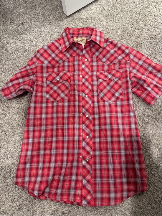 Wrangler Other - Wrangler Red Plaid Short Sleeve Western Shirt with Pearl Snaps